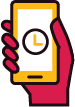 Icon of Hand Holding Phone With Clock Screen